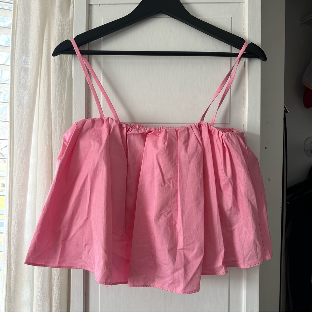 Pink Ruffled Cropped Summer Top